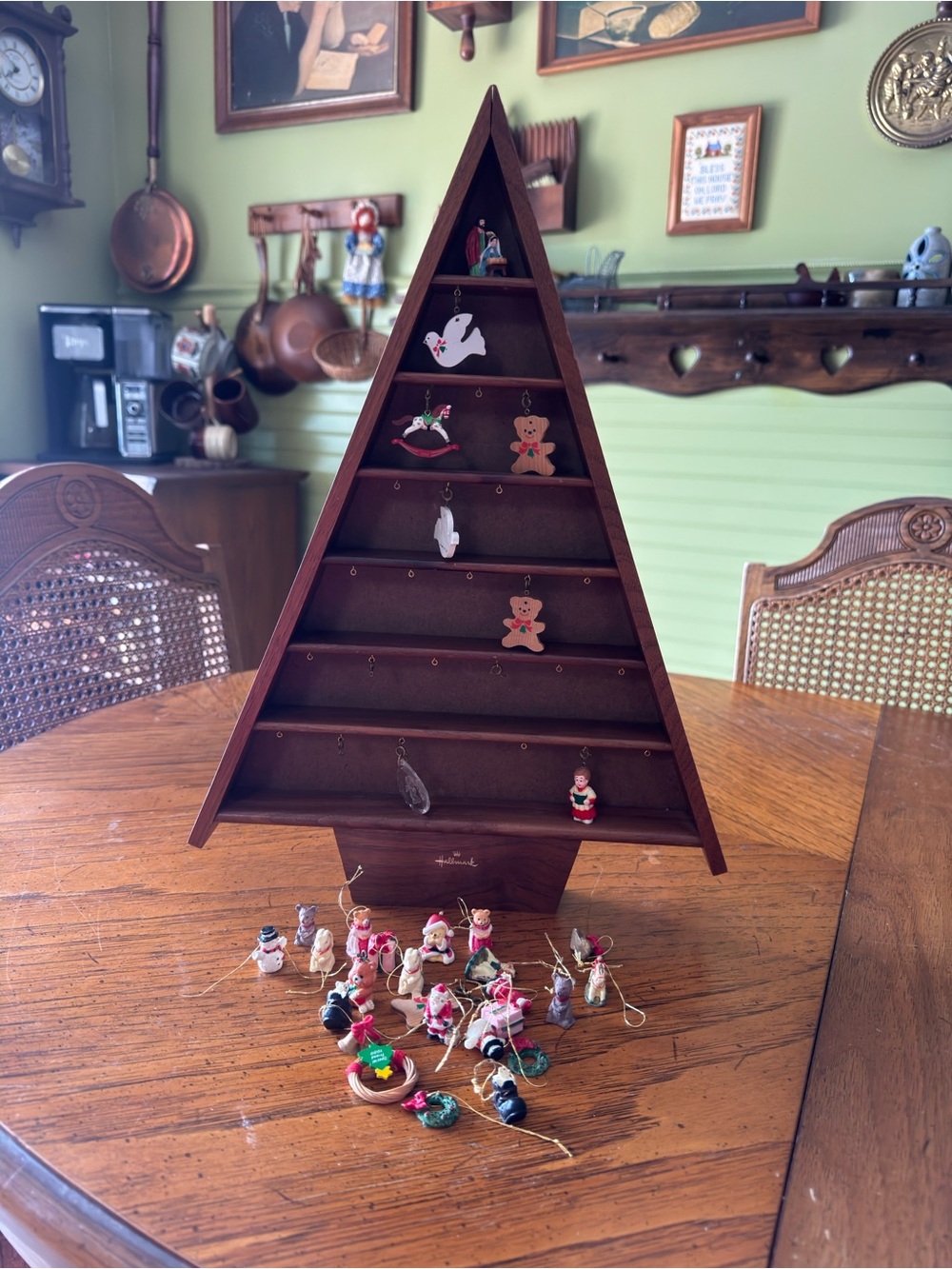 Hallmark Brown Wooden Triangular Ornament Shelf